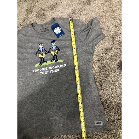 New Life Is Good Unisex T Shirt Size XXL Foodies Working Together Gray - Picture 12 of 13